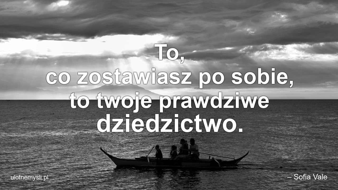 To,  co zostawiasz po sobie,  to twoje prawdziwe dziedzictwo. - – Sofia Vale