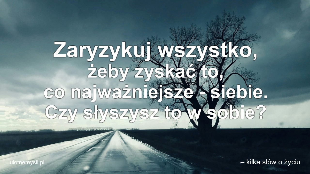 Zaryzykuj wszystko,  żeby zyskać to,  co najważniejsze - siebie. Czy słyszysz to w sobie?
