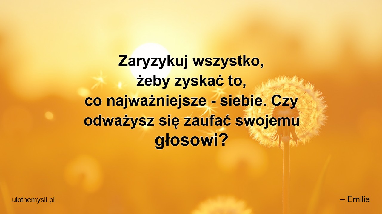 Zaryzykuj wszystko,  żeby zyskać to,  co najważniejsze - siebie. Czy odważysz się zaufać swojemu głosowi?