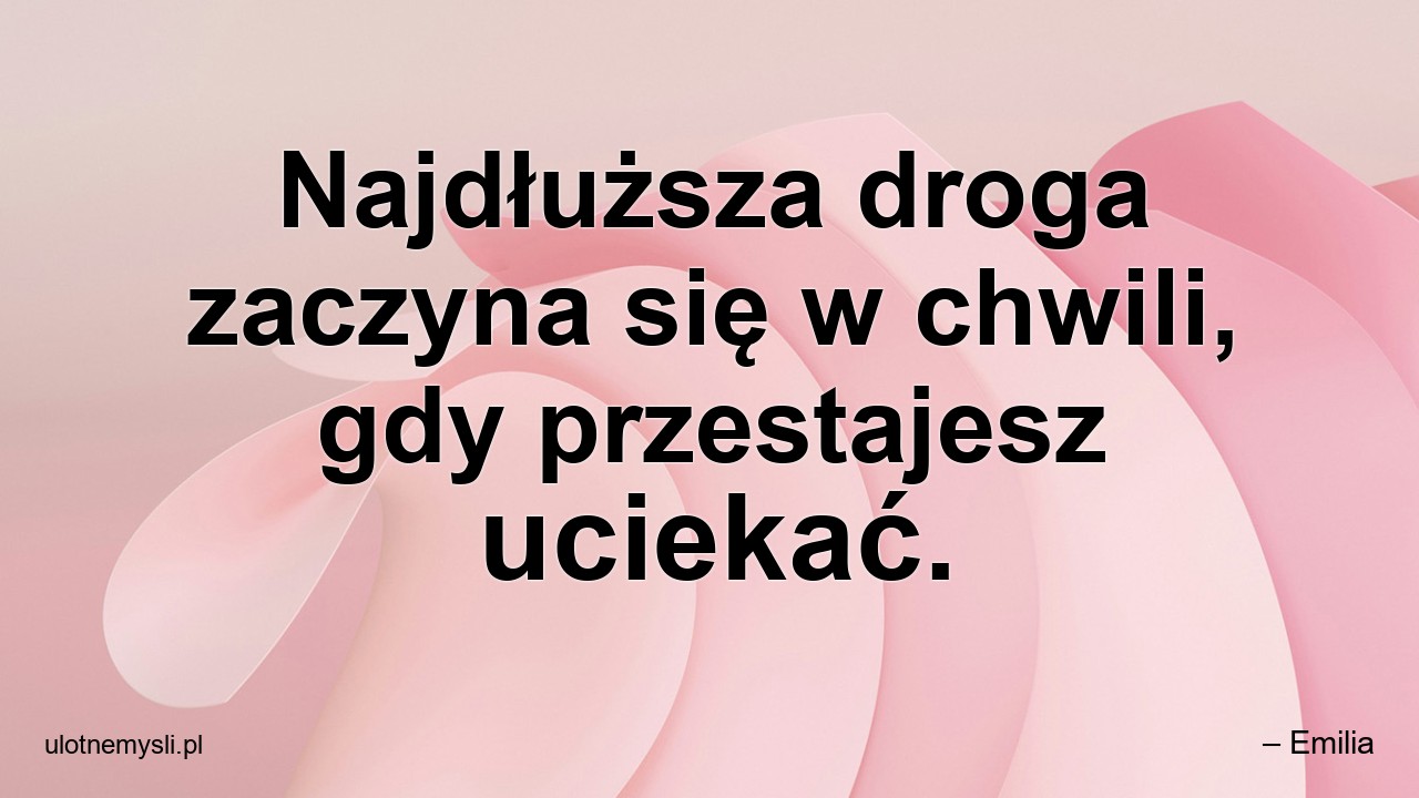 Najdłuższa droga zaczyna się w chwili,  gdy przestajesz uciekać.