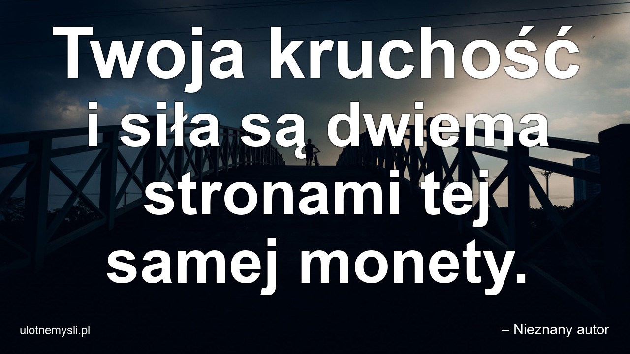 Twoja kruchość i siła są dwiema stronami tej samej monety. - – Nieznany autor