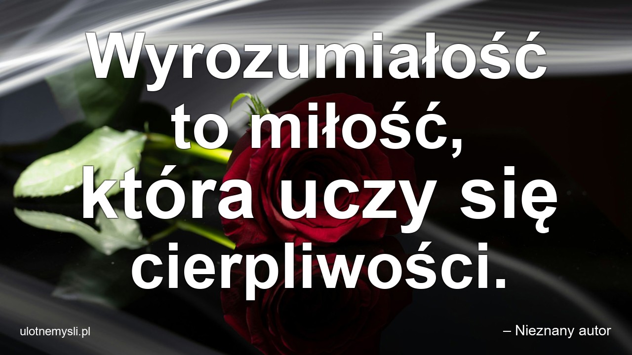 Wyrozumiałość to miłość,  która uczy się cierpliwości. - – Nieznany autor