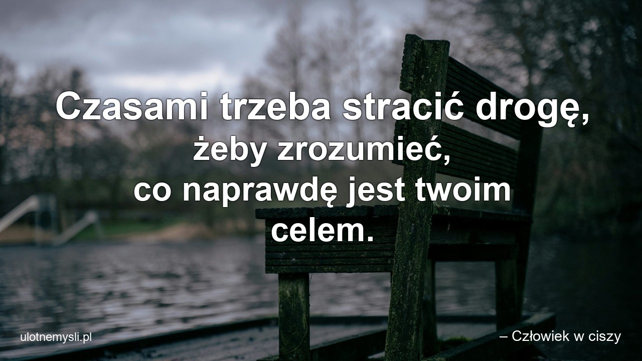 Czasami trzeba stracić drogę,  żeby zrozumieć,  co naprawdę jest twoim celem. - – Człowiek w ciszy