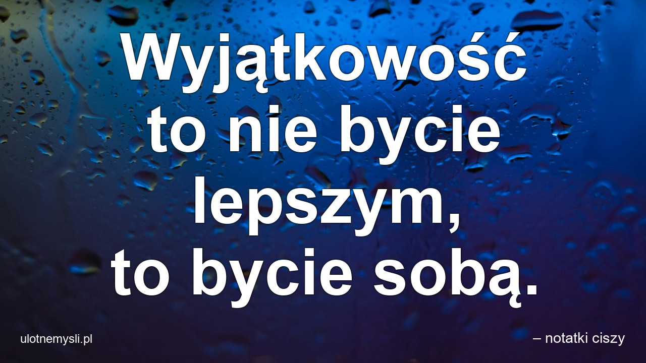 Wyjątkowość to nie bycie lepszym,  to bycie sobą. - – notatki ciszy
