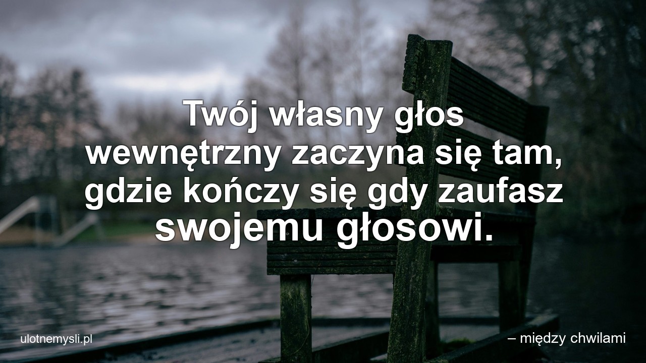 Twój własny głos wewnętrzny zaczyna się tam,  gdzie kończy się gdy zaufasz swojemu głosowi.