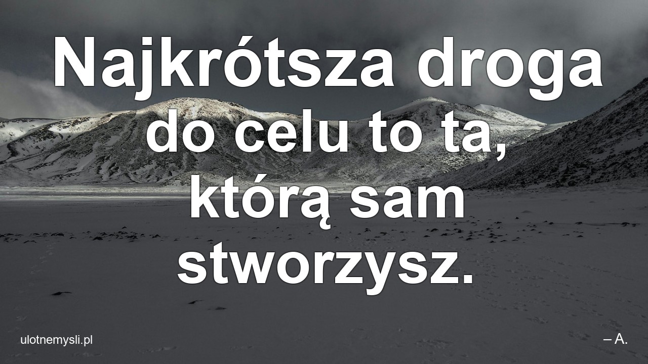 Najkrótsza droga do celu to ta,  którą sam stworzysz. - – A.