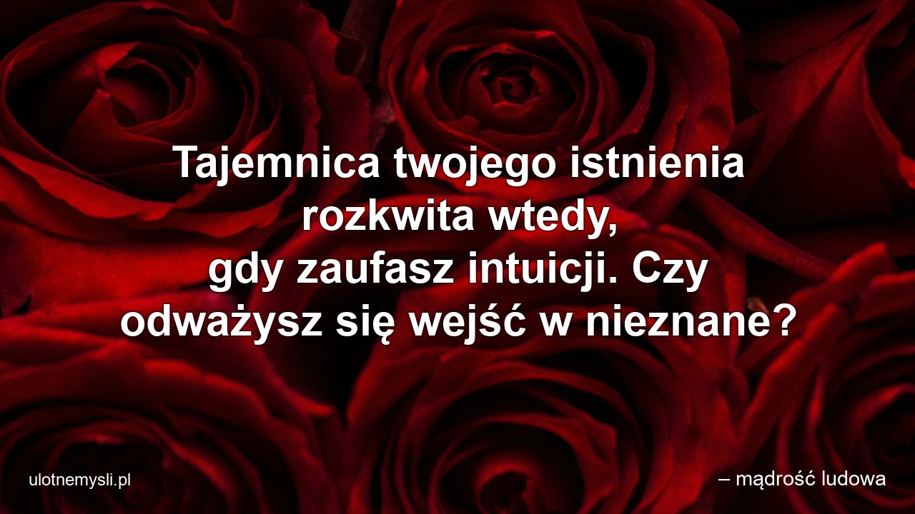 Tajemnica twojego istnienia rozkwita wtedy,  gdy zaufasz intuicji. Czy odważysz się wejść w nieznane?