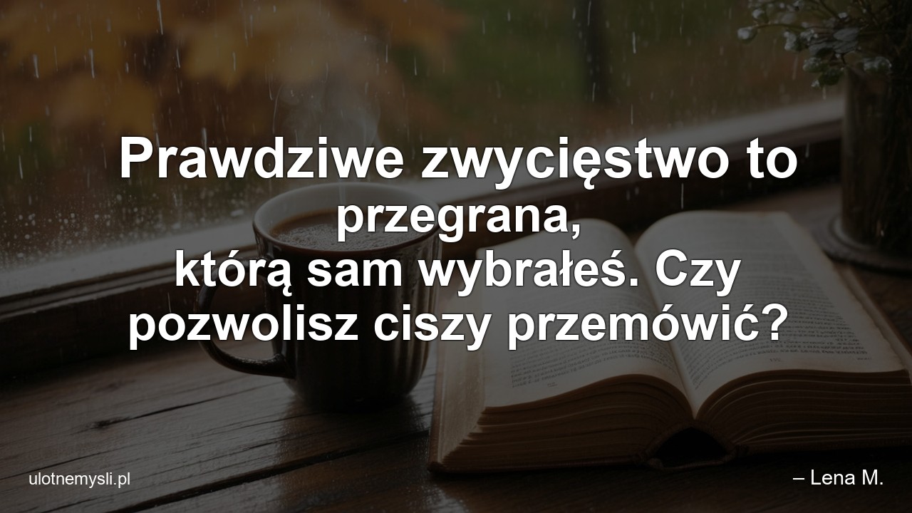 Prawdziwe zwycięstwo to przegrana,  którą sam wybrałeś. Czy pozwolisz ciszy przemówić?