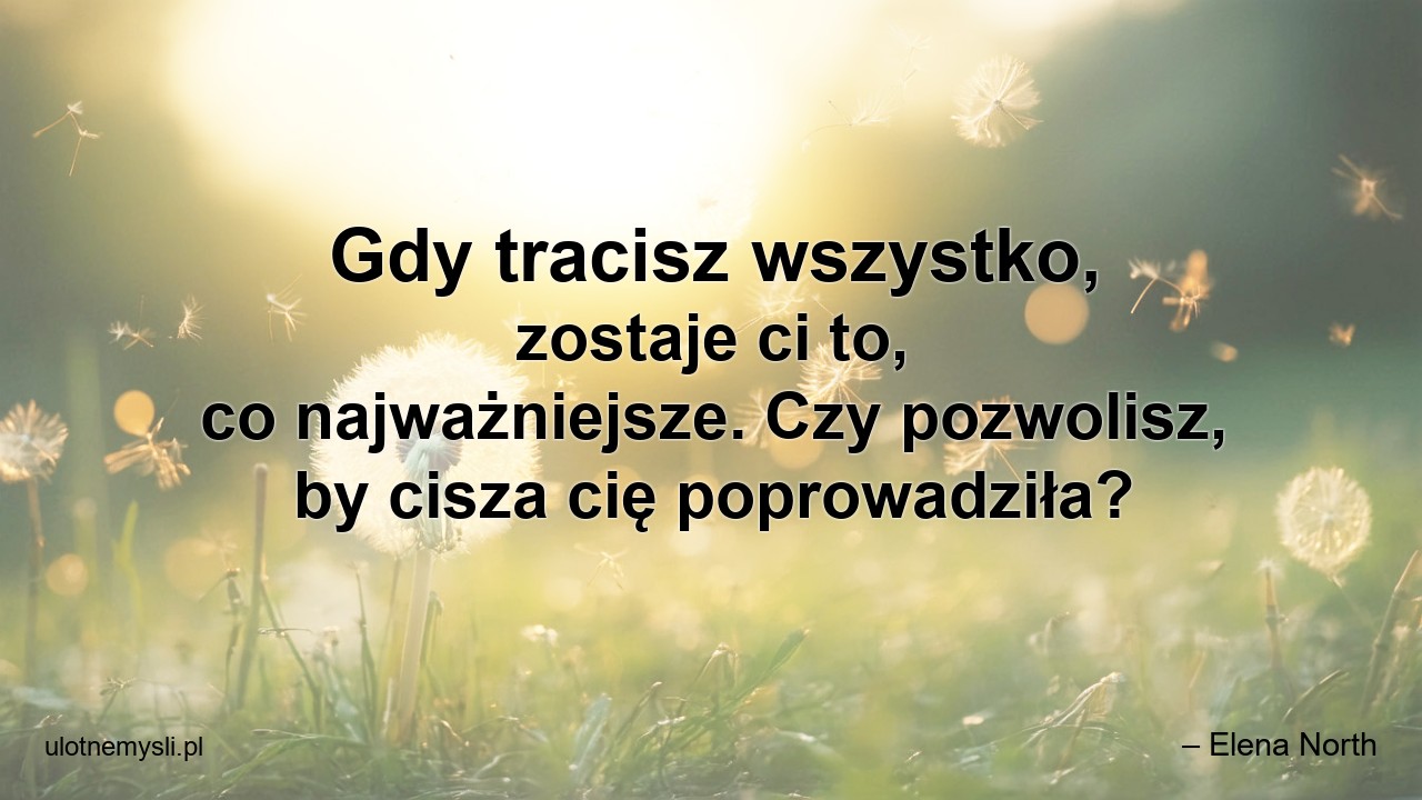 Gdy tracisz wszystko,  zostaje ci to,  co najważniejsze. Czy pozwolisz,  by cisza cię poprowadziła?
