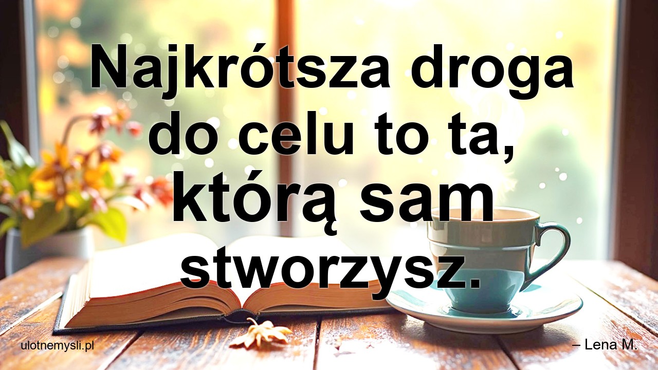 Najkrótsza droga do celu to ta,  którą sam stworzysz. - – Lena M.