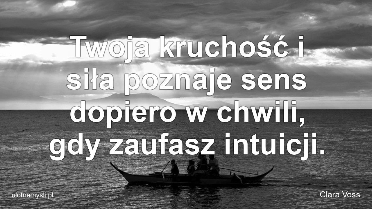 Twoja kruchość i siła poznaje sens dopiero w chwili,  gdy zaufasz intuicji. - – Clara Voss