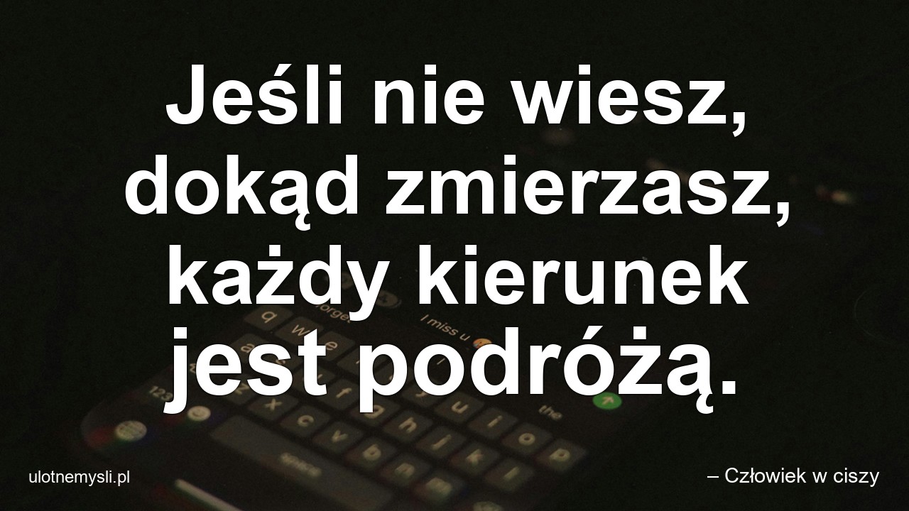 Jeśli nie wiesz,  dokąd zmierzasz,  każdy kierunek jest podróżą.