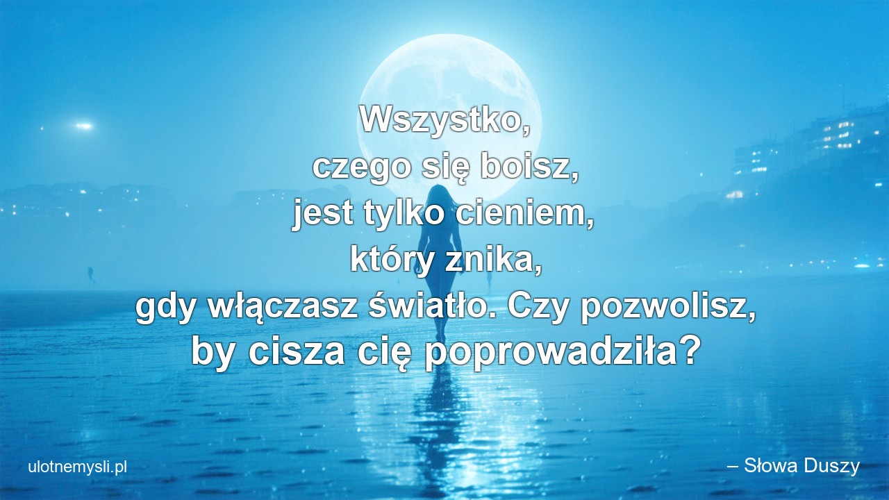Wszystko,  czego się boisz,  jest tylko cieniem,  który znika,  gdy włączasz światło. Czy pozwolisz,  by cisza cię poprowadziła?
