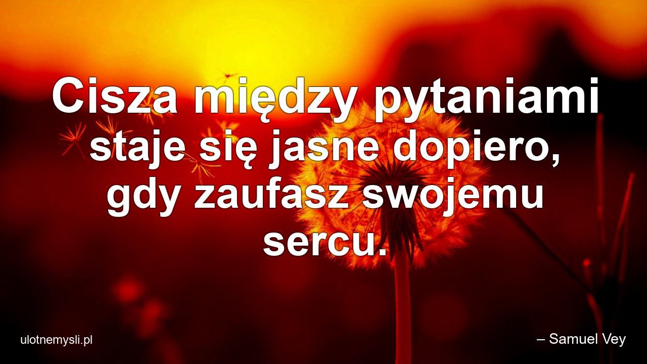 Cisza między pytaniami staje się jasne dopiero,  gdy zaufasz swojemu sercu.