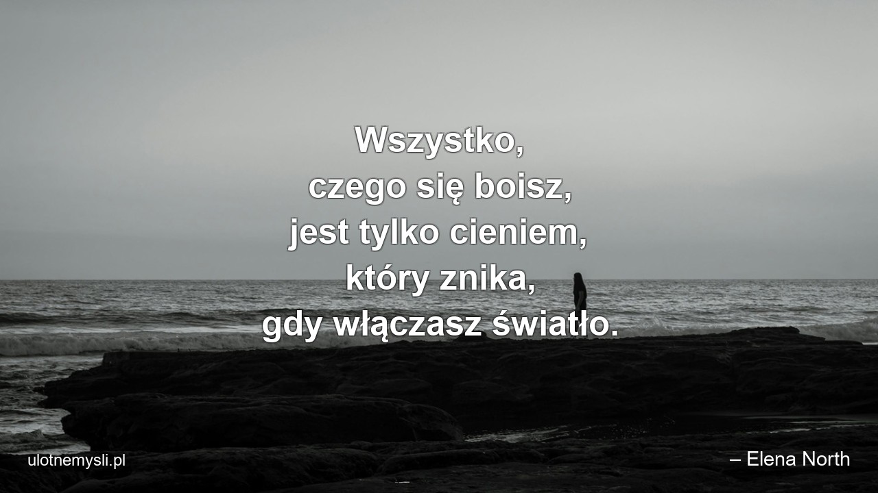 Wszystko,  czego się boisz,  jest tylko cieniem,  który znika,  gdy włączasz światło. - – Elena North