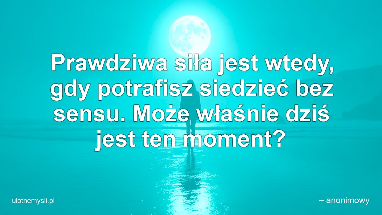 Prawdziwa siła jest wtedy,  gdy potrafisz siedzieć bez sensu. Może właśnie dziś jest ten moment?