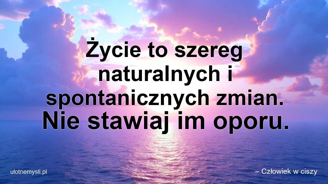Życie to szereg naturalnych i spontanicznych zmian. Nie stawiaj im oporu. - – Człowiek w ciszy