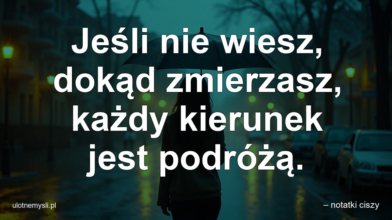 Jeśli nie wiesz,  dokąd zmierzasz,  każdy kierunek jest podróżą.