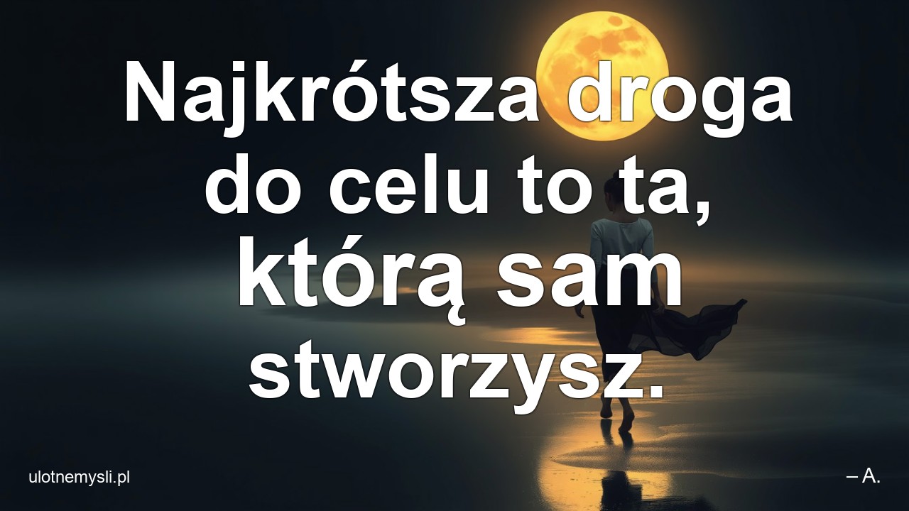 Najkrótsza droga do celu to ta,  którą sam stworzysz.