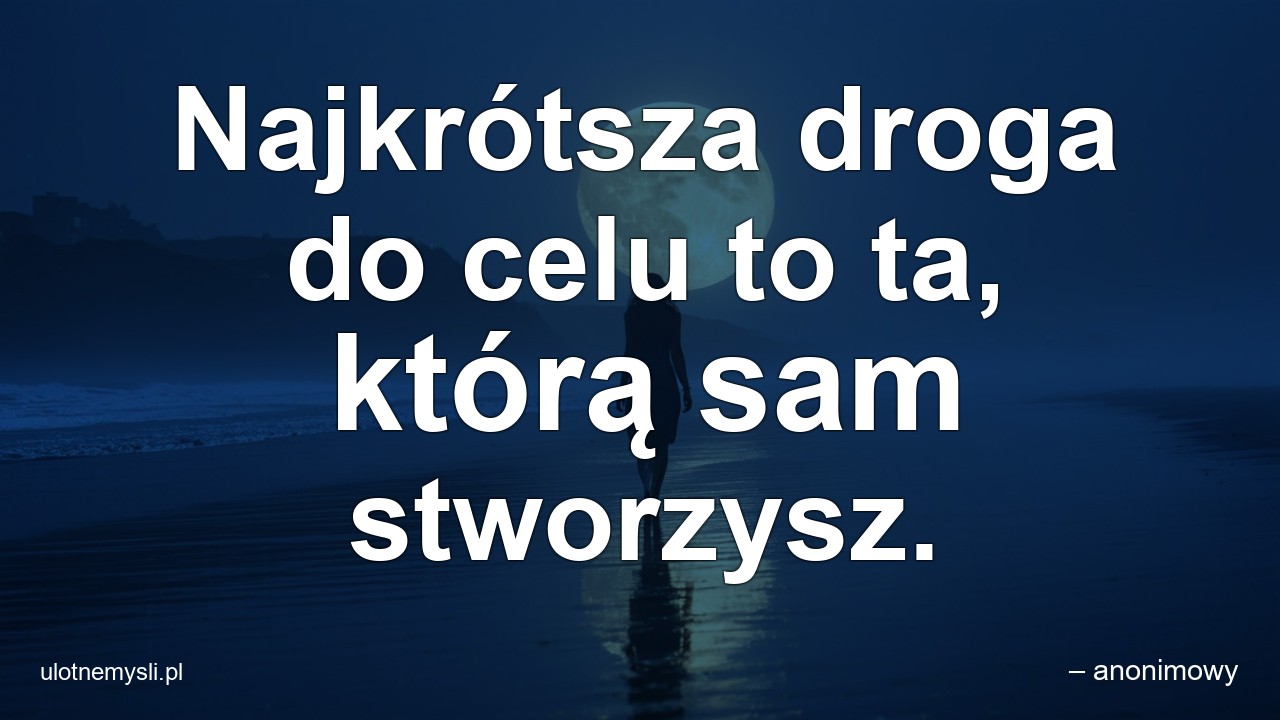 Najkrótsza droga do celu to ta,  którą sam stworzysz. - – anonimowy