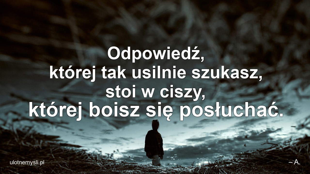 Odpowiedź,  której tak usilnie szukasz,  stoi w ciszy,  której boisz się posłuchać. - – A.