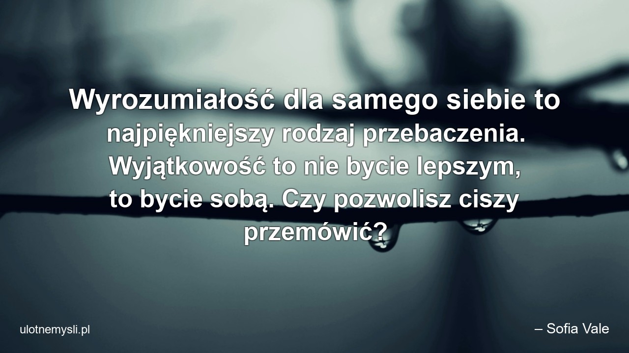 Wyrozumiałość dla samego siebie to najpiękniejszy rodzaj przebaczenia. Wyjątkowość to nie bycie lepszym,  to bycie sobą. Czy pozwolisz ciszy przemówić?