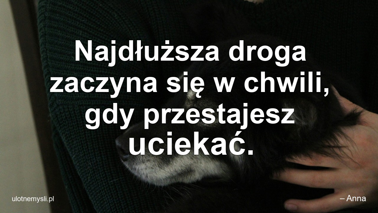 Najdłuższa droga zaczyna się w chwili,  gdy przestajesz uciekać.