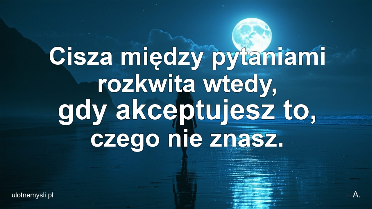 Cisza między pytaniami rozkwita wtedy,  gdy akceptujesz to,  czego nie znasz.
