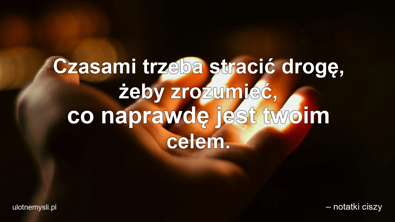 Czasami trzeba stracić drogę,  żeby zrozumieć,  co naprawdę jest twoim celem.