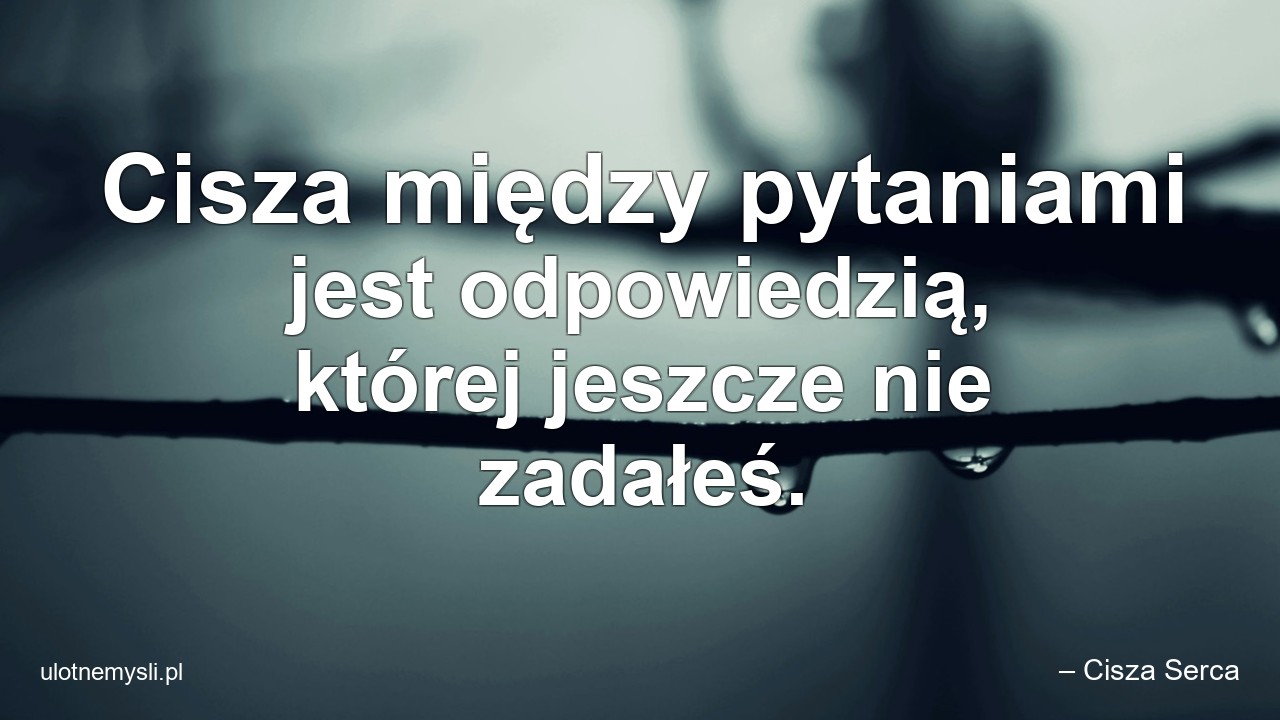 Cisza między pytaniami jest odpowiedzią,  której jeszcze nie zadałeś. - – Cisza Serca