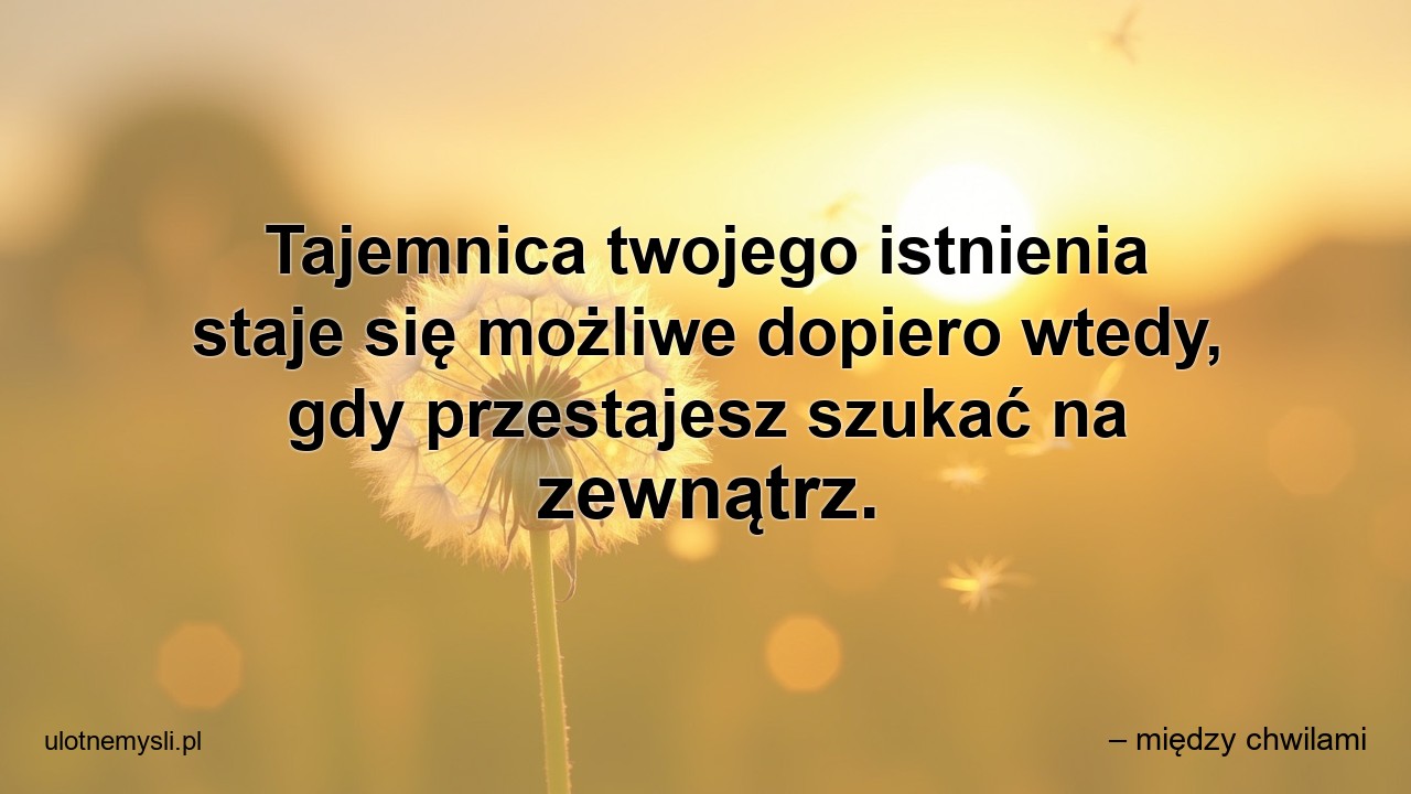 Tajemnica twojego istnienia staje się możliwe dopiero wtedy,  gdy przestajesz szukać na zewnątrz.