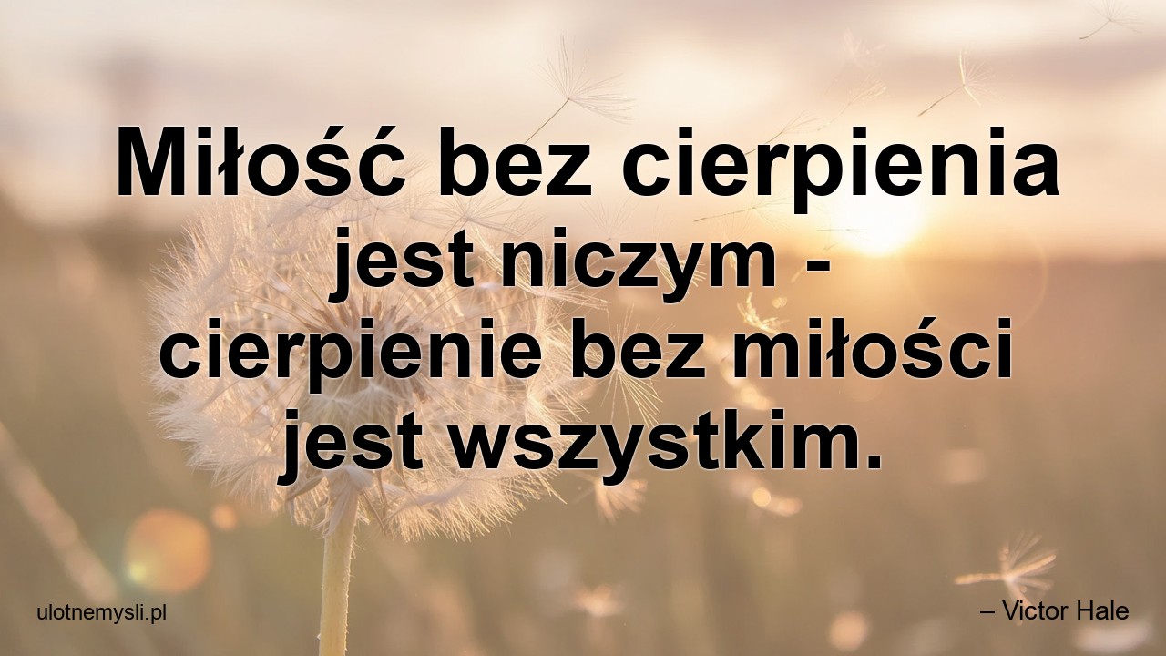 Miłość bez cierpienia jest niczym - cierpienie bez miłości jest wszystkim. - – Victor Hale
