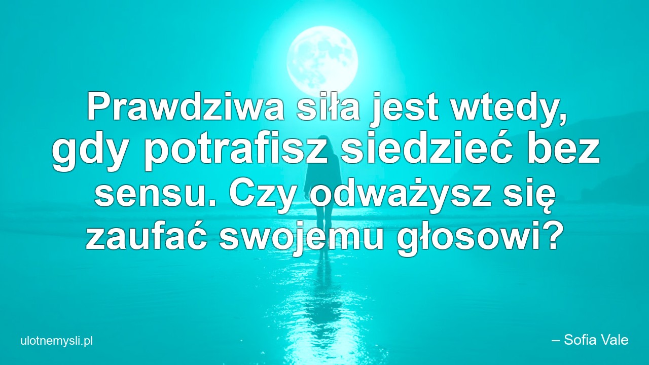 Prawdziwa siła jest wtedy,  gdy potrafisz siedzieć bez sensu. Czy odważysz się zaufać swojemu głosowi?