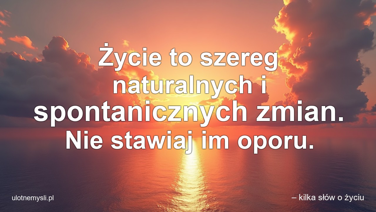 Życie to szereg naturalnych i spontanicznych zmian. Nie stawiaj im oporu. - – kilka słów o życiu