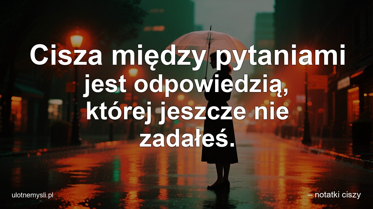 Cisza między pytaniami jest odpowiedzią,  której jeszcze nie zadałeś. - – notatki ciszy