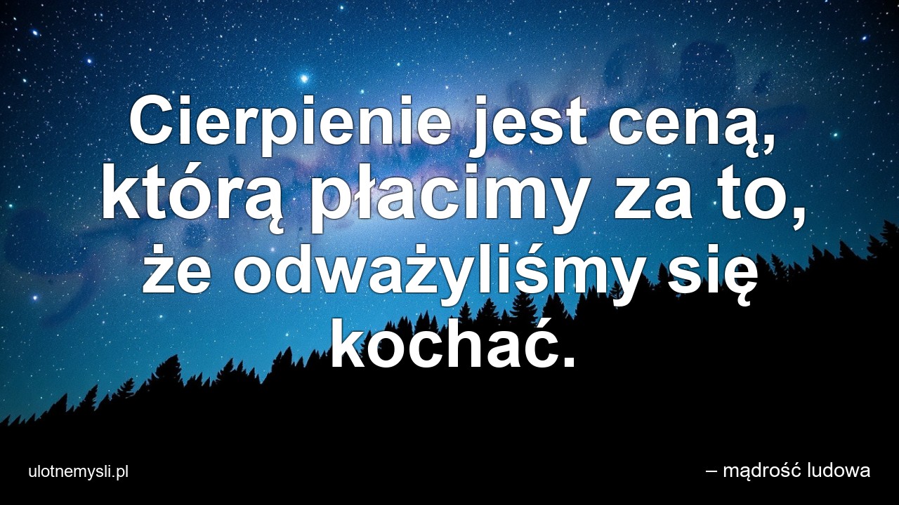 Cierpienie jest ceną,  którą płacimy za to,  że odważyliśmy się kochać.