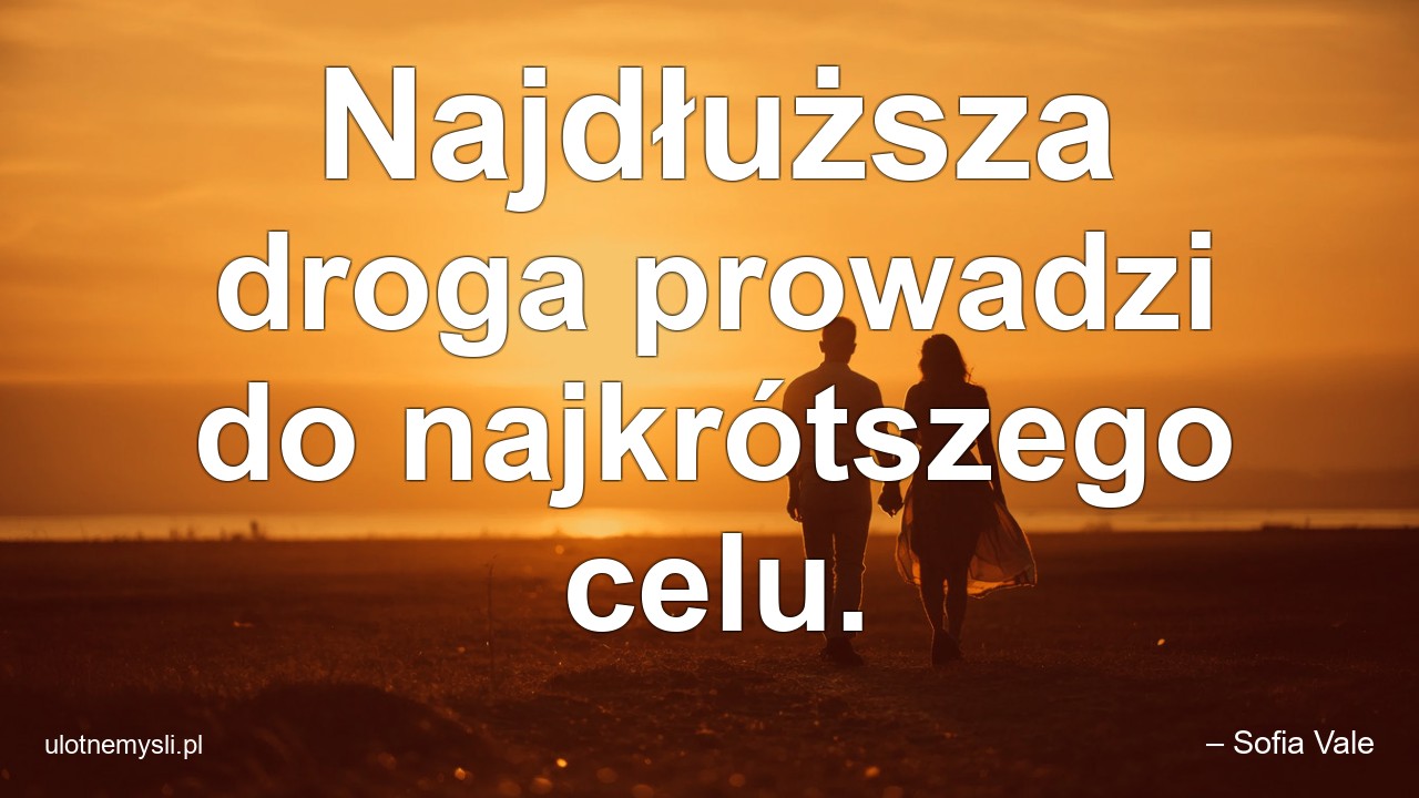 Najdłuższa droga prowadzi do najkrótszego celu. - – Sofia Vale