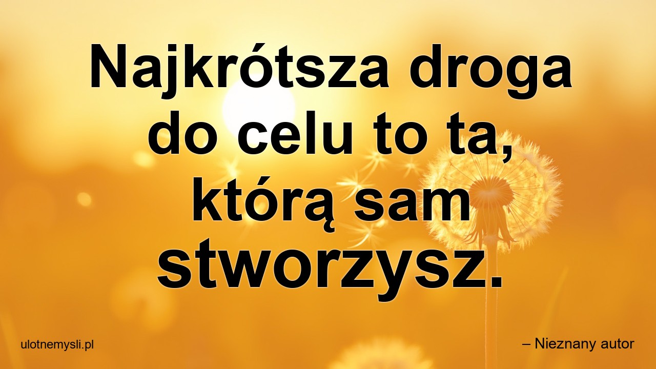 Najkrótsza droga do celu to ta,  którą sam stworzysz. - – Nieznany autor
