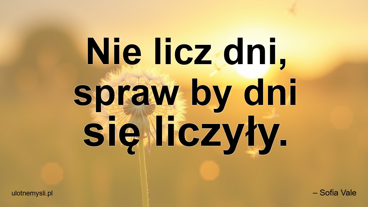 Nie licz dni,  spraw by dni się liczyły. - – Sofia Vale