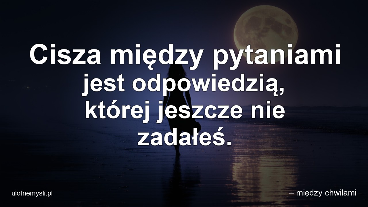 Cisza między pytaniami jest odpowiedzią,  której jeszcze nie zadałeś.