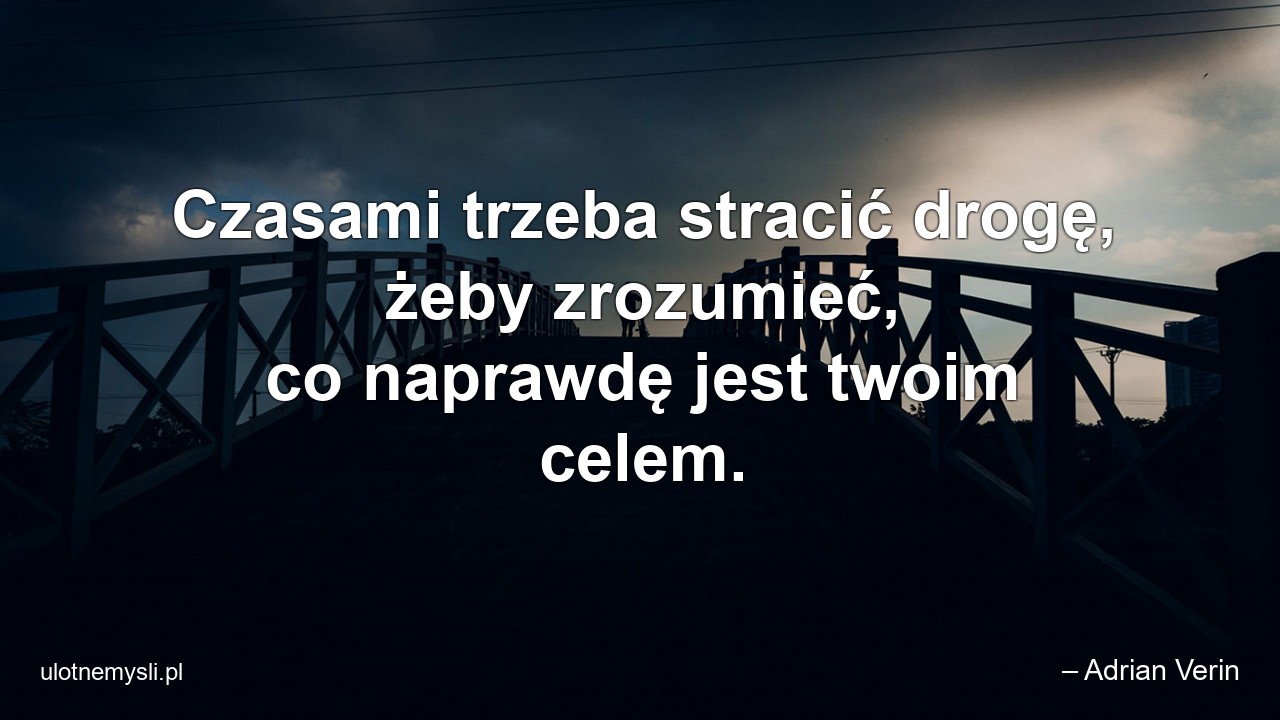 Czasami trzeba stracić drogę,  żeby zrozumieć,  co naprawdę jest twoim celem.