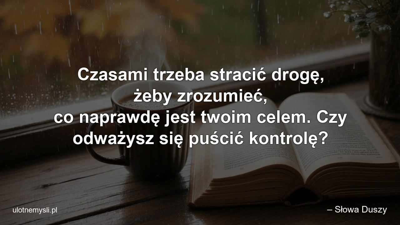 Czasami trzeba stracić drogę,  żeby zrozumieć,  co naprawdę jest twoim celem. Czy odważysz się puścić kontrolę?