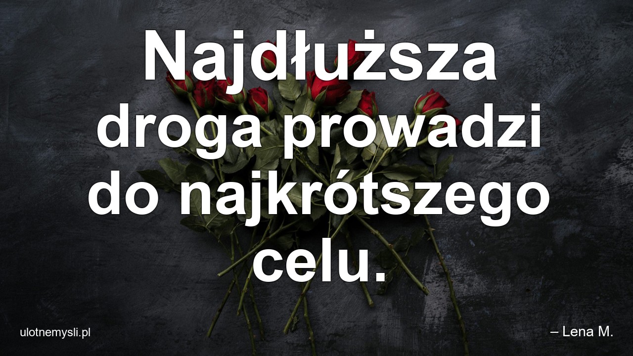 Najdłuższa droga prowadzi do najkrótszego celu. - – Lena M.