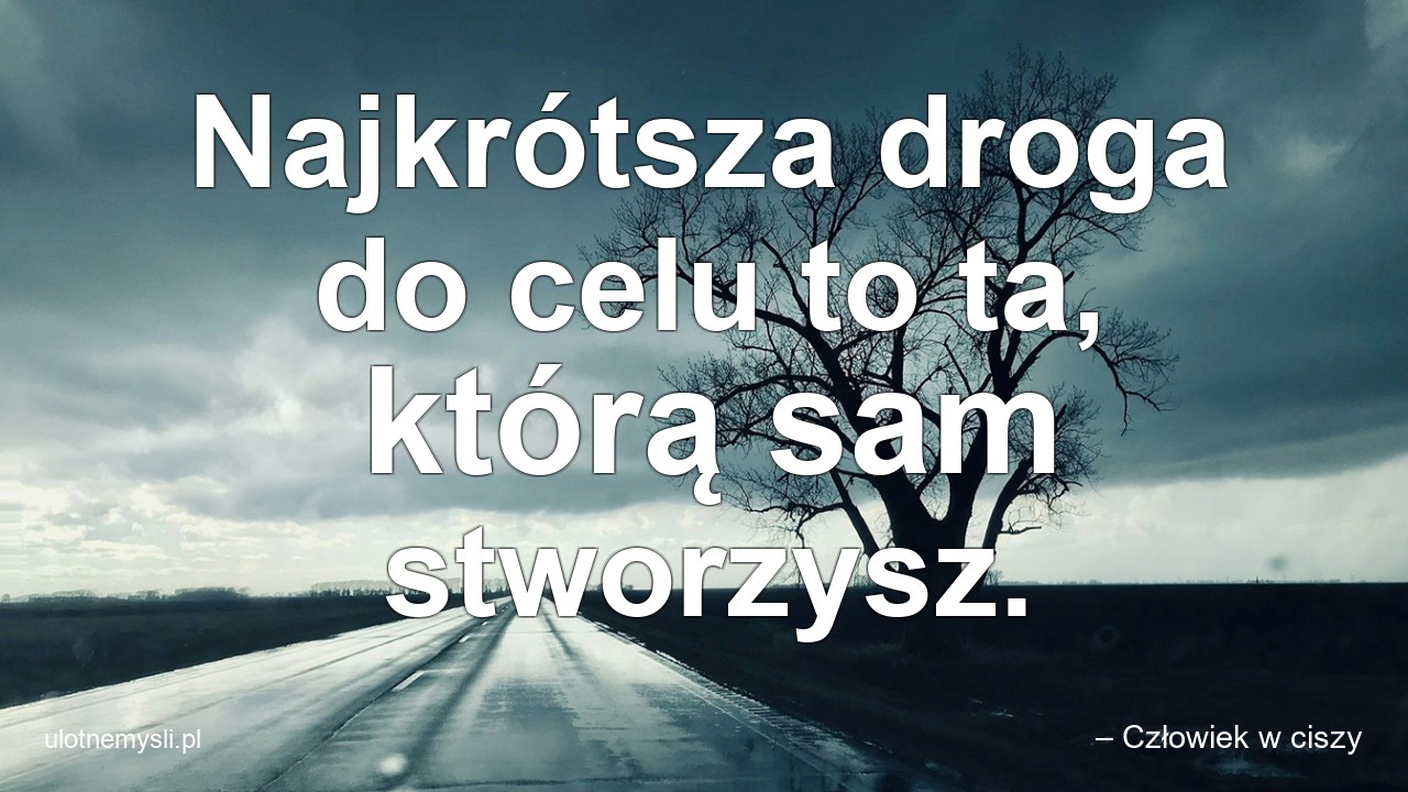 Najkrótsza droga do celu to ta,  którą sam stworzysz. - – Człowiek w ciszy