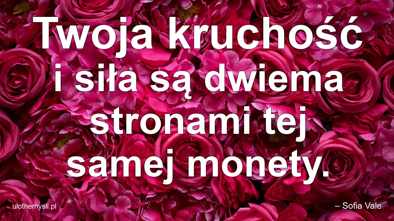 Twoja kruchość i siła są dwiema stronami tej samej monety. - – Sofia Vale