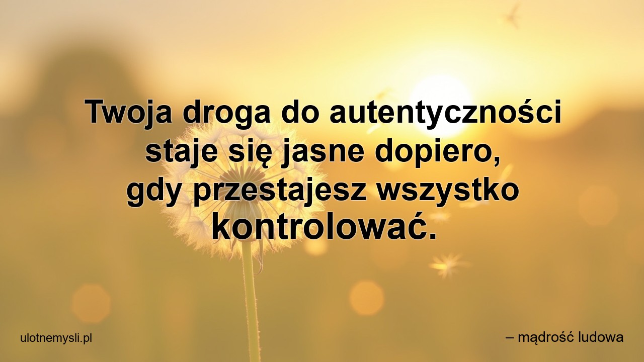 Twoja droga do autentyczności staje się jasne dopiero,  gdy przestajesz wszystko kontrolować.