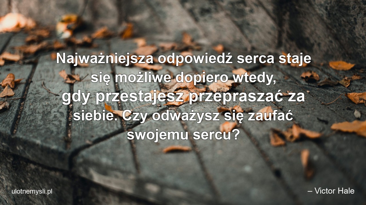 Najważniejsza odpowiedź serca staje się możliwe dopiero wtedy,  gdy przestajesz przepraszać za siebie. Czy odważysz się zaufać swojemu sercu?