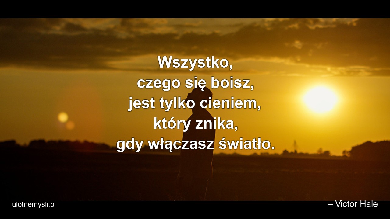 Wszystko,  czego się boisz,  jest tylko cieniem,  który znika,  gdy włączasz światło.