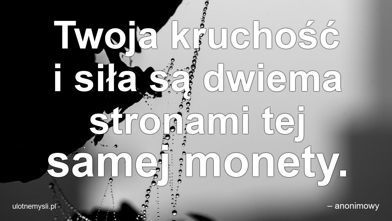 Twoja kruchość i siła są dwiema stronami tej samej monety. - – anonimowy
