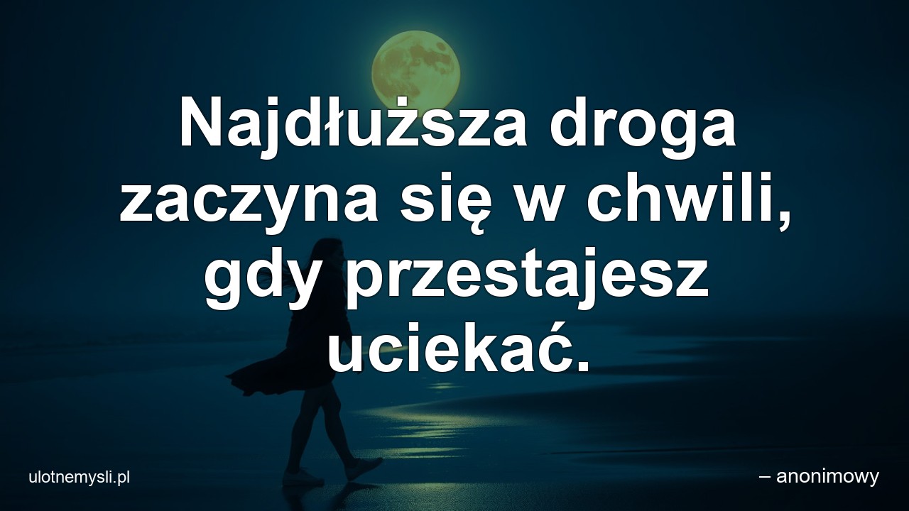 Najdłuższa droga zaczyna się w chwili,  gdy przestajesz uciekać.